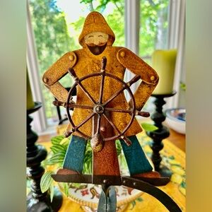 AUTHENTIC MODELS HELMSMAN PENDULUM BALANCE TOY SCULPTURE - METAL BOAT SKY HOOK